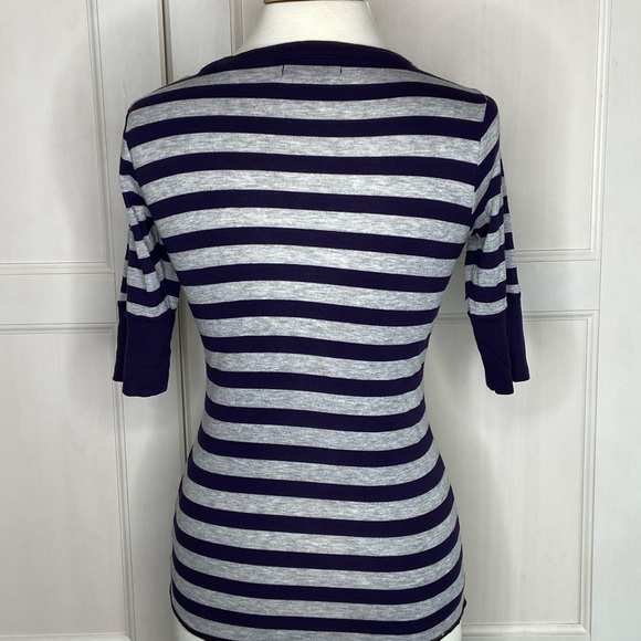 Michael Stars Navy Gray Stripe T shirt - Picture 5 of 7